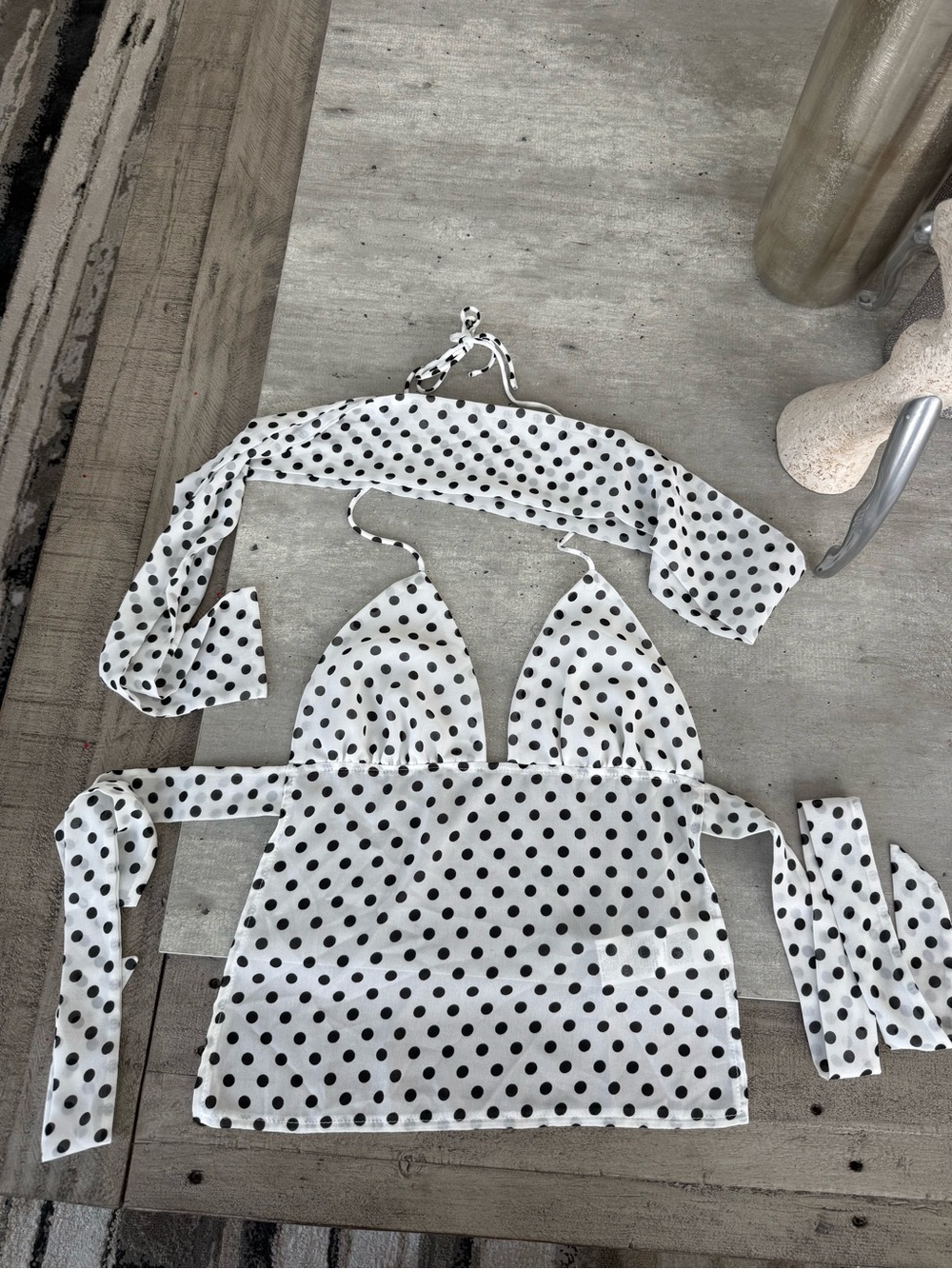 Polka Dot Halter Tie Crop Top